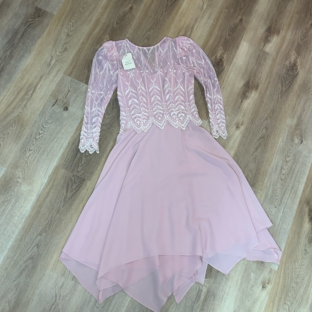 Stunning NWT Vintage Cachet by Bari Protas Dusty Rose Embroidered Dress size 7/8